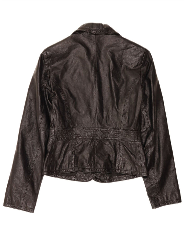 Sisley Womens Crop 2-knaps læderblazerjakke IT 40 Small Black