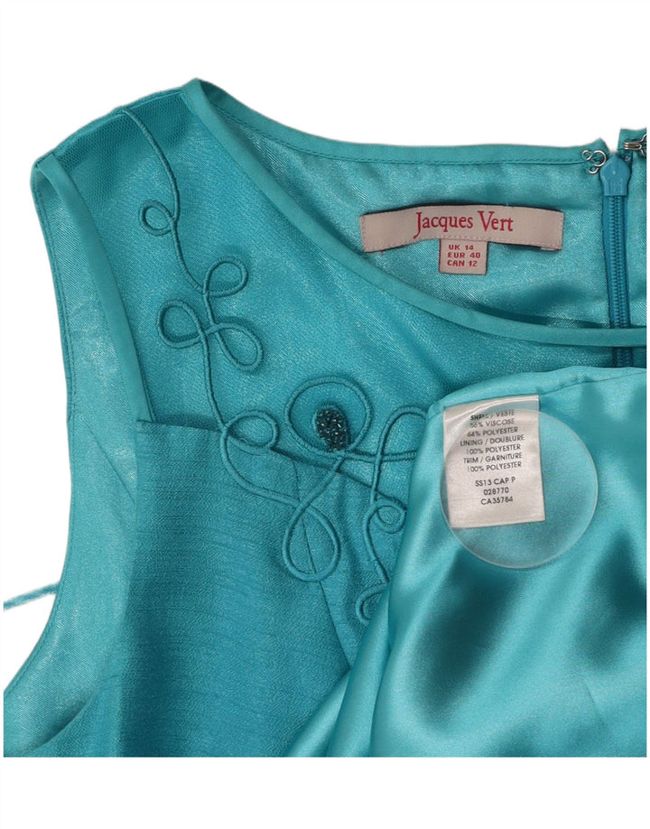 JACQUES VERT Dame Ærmeløs Skede Kjole UK 14 Stor turkis viskose