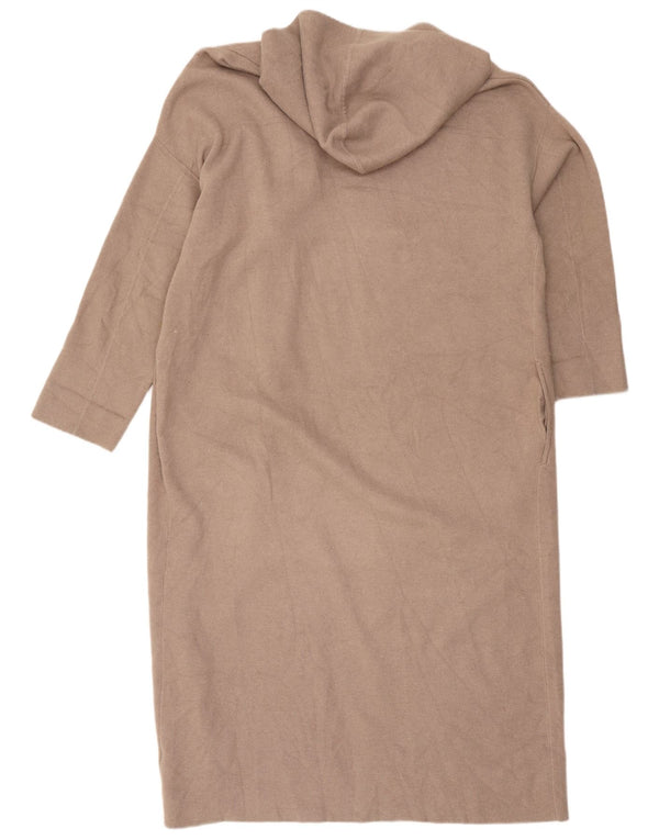 Massimo Dutti Dame Longline Hooded Cardigan Sweater UK 10 Small Beige