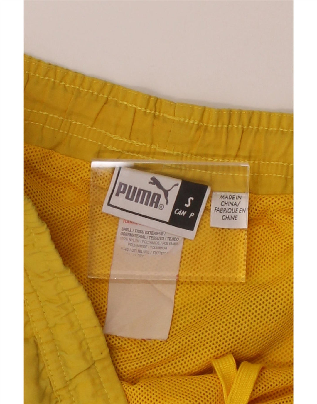 PUMA Mens Graphic Sport Shorts Small  Yellow Colourblock Nylon Vintage Puma and Second-Hand Puma from Messina Hembry 