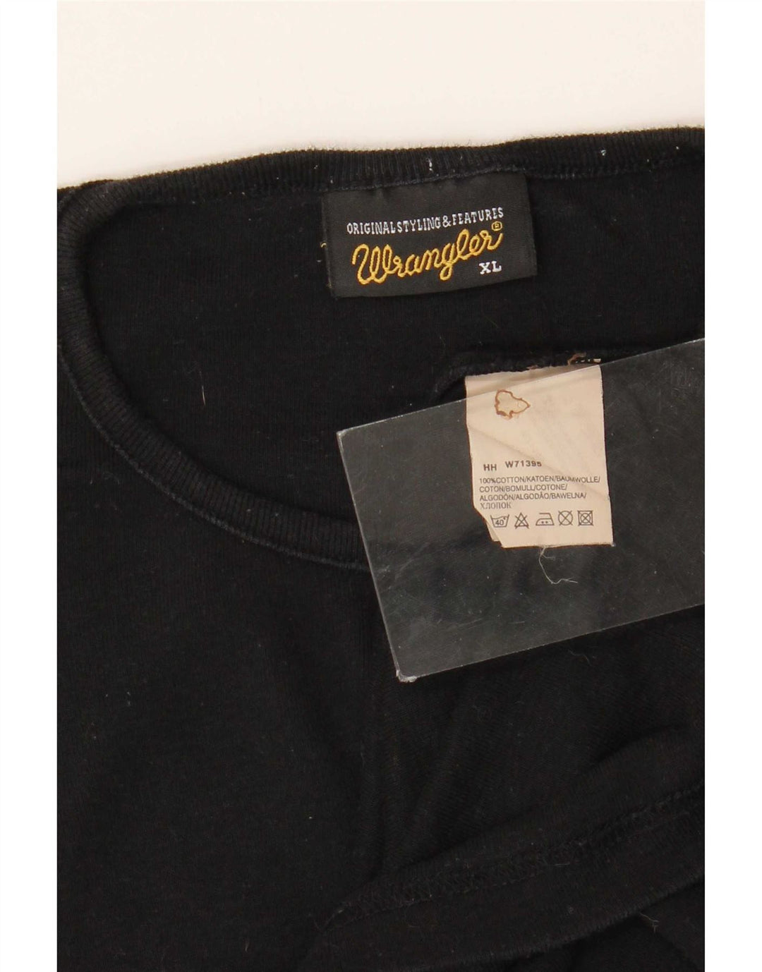 Wrangler Herre T-Shirt Top XL Sort Bomuld
