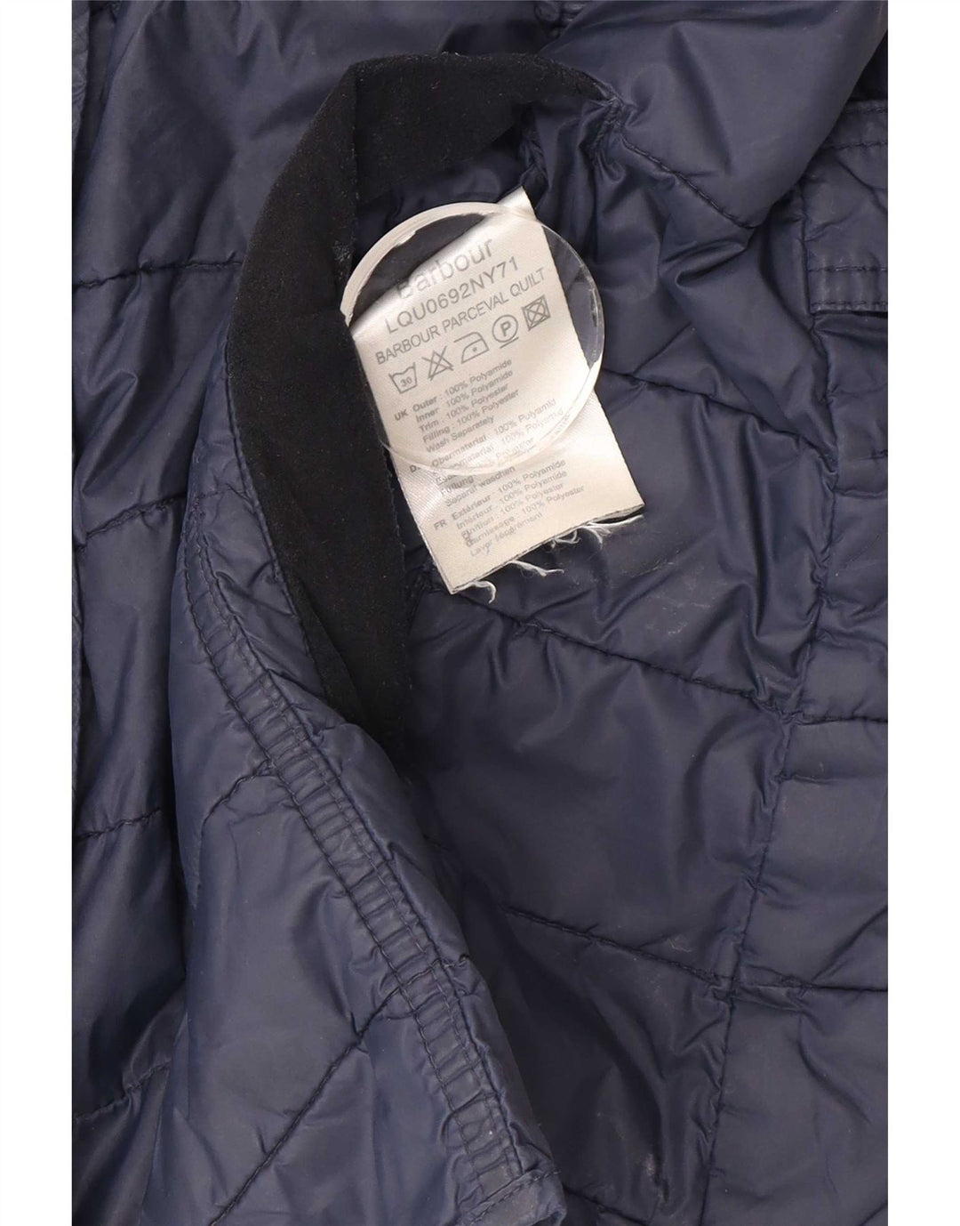 Barbour polstret jakke til kvinder UK 16 Large Navy Blue Colourblock Polyamid