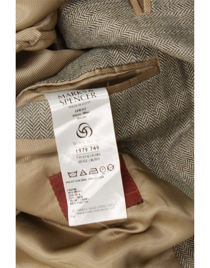 Marks & Spencer Herre Blazer Jacket UK 38 Medium Beige Sildebensuld