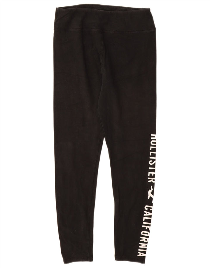 HOLLISTER Grafiske Leggings til kvinder UK 14 Stor sort bomuld