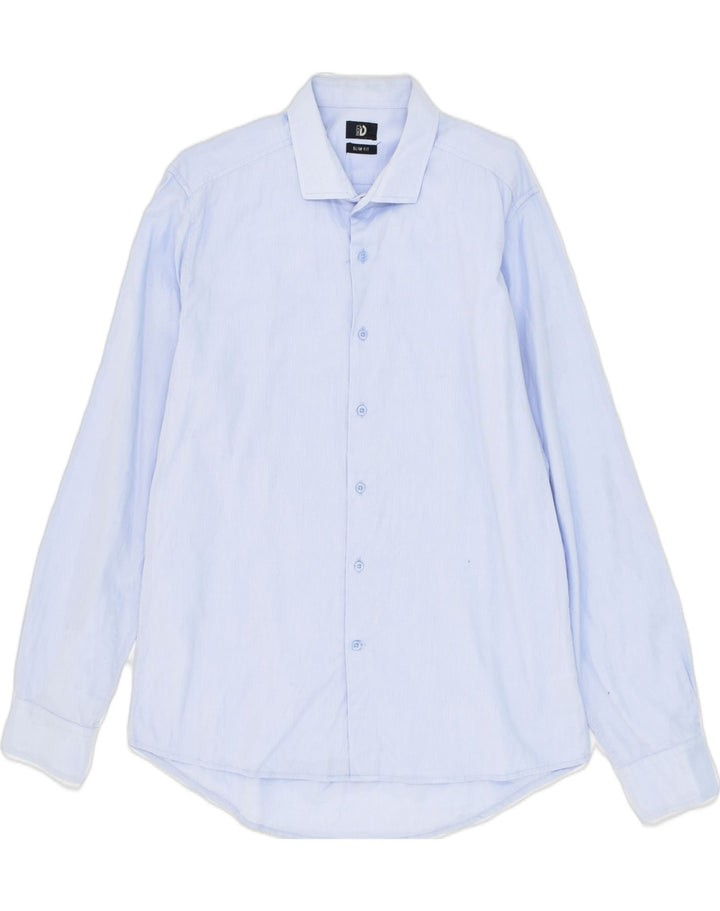 DACK'S Mens Slim Fit Shirt XL Blue Cotton Vintage Dack's and Second-Hand Dack's from Messina Hembry 