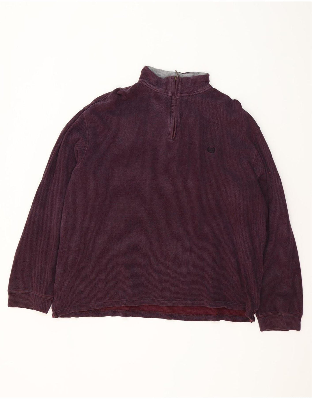 Chaps Herre Zip Neck Sweatshirt Jumper 2XL Bourgogne bomuld
