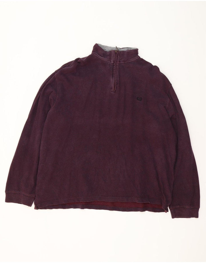 Chaps Herre Zip Neck Sweatshirt Jumper 2XL Bourgogne bomuld