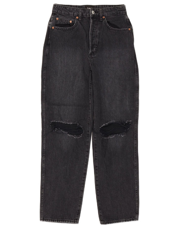 Lee Womens Distressed Tapered Jeans Large W28 L27 Black Bomuld