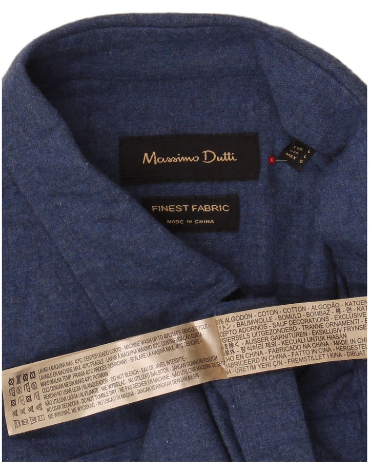 Massimo Dutti Herreskjorte Stor marineblå bomuld