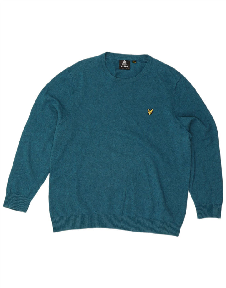 Lyle & Scott Herre sweater med rund hals 2XL blå bomuld