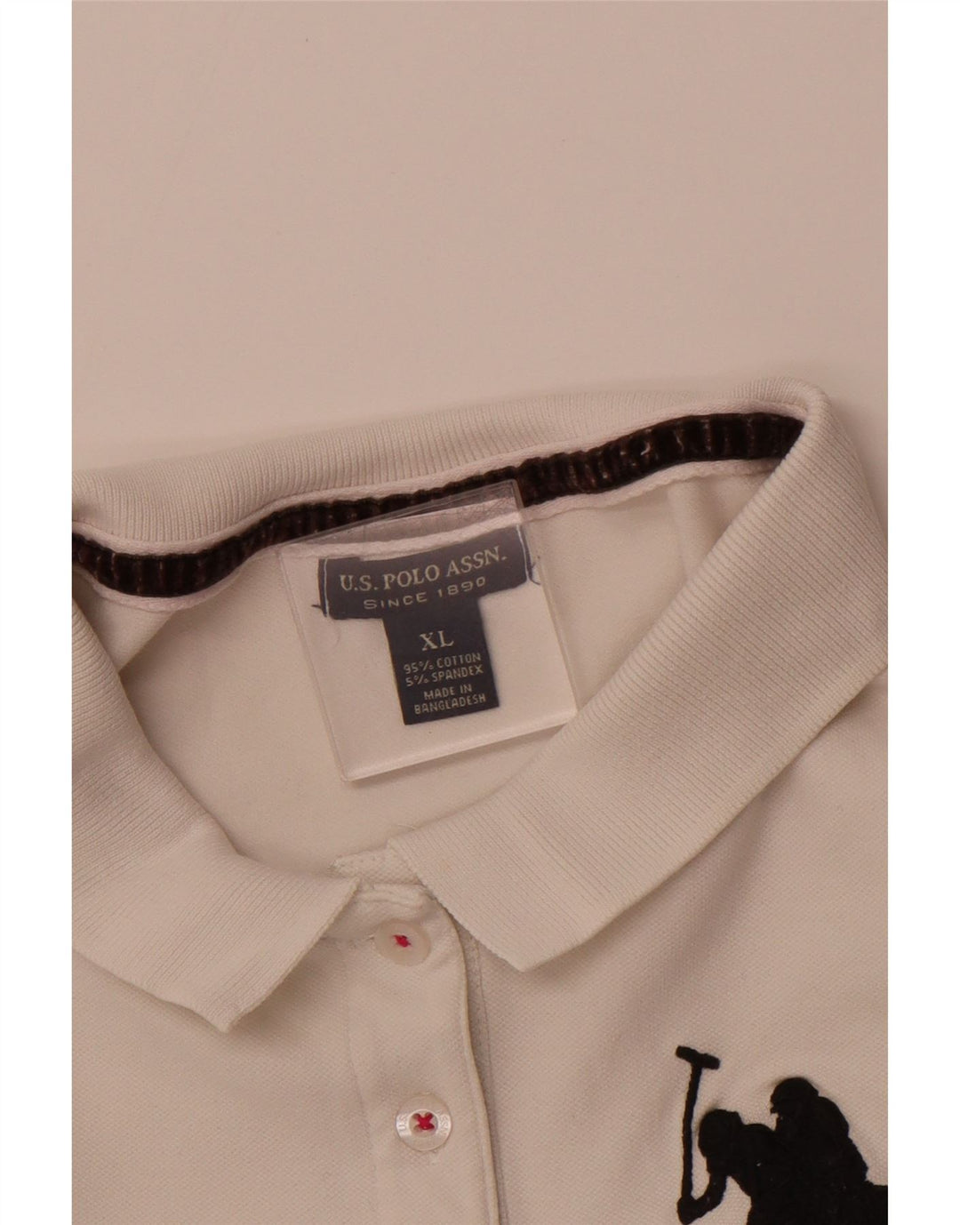 US POLO ASSN Grafisk poloshirt til kvinder UK 18 XL Hvid bomuld