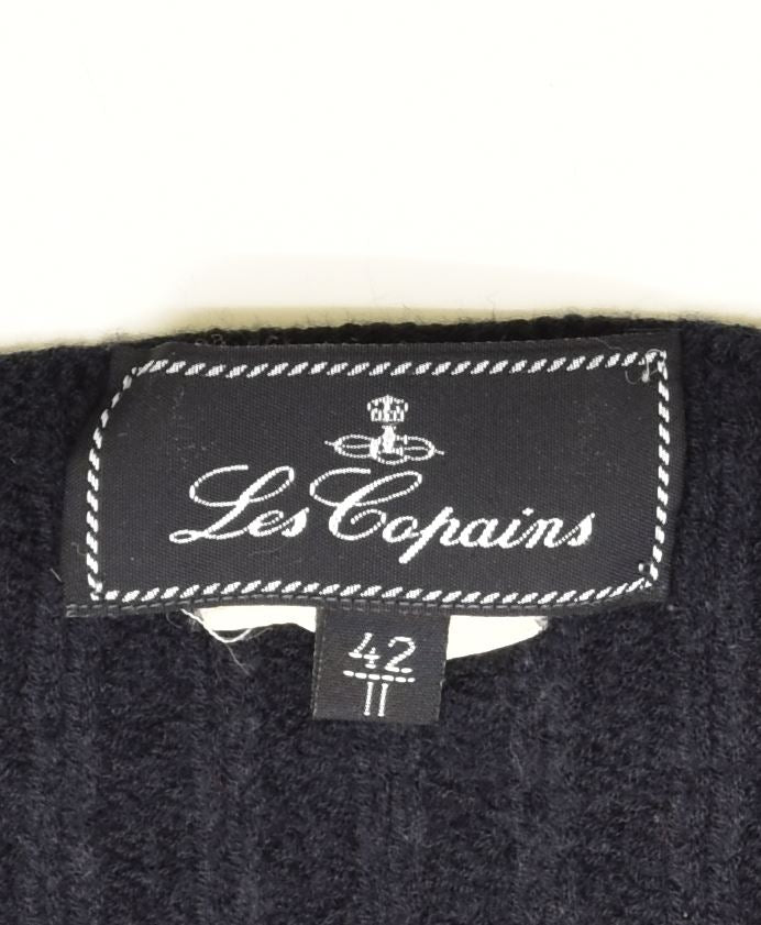 LES COPAINS Dame sweater med rund hals IT 42 Medium Navy Blue Vintage