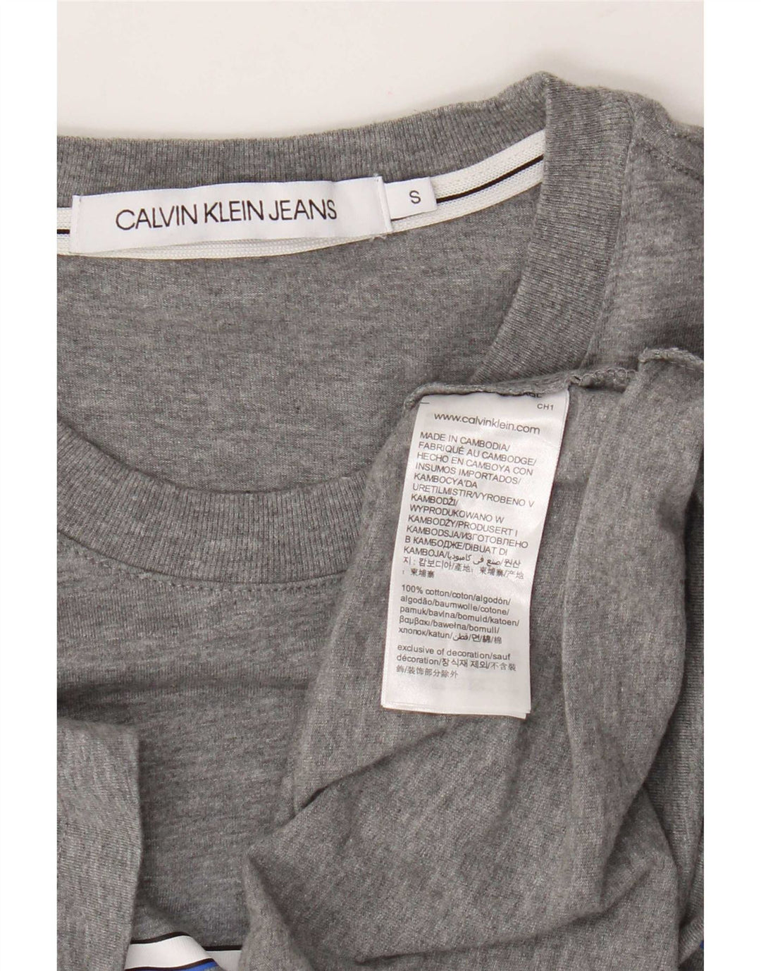 Calvin Klein Jeans Herre grafisk T-shirt Top Lille grå bomuld
