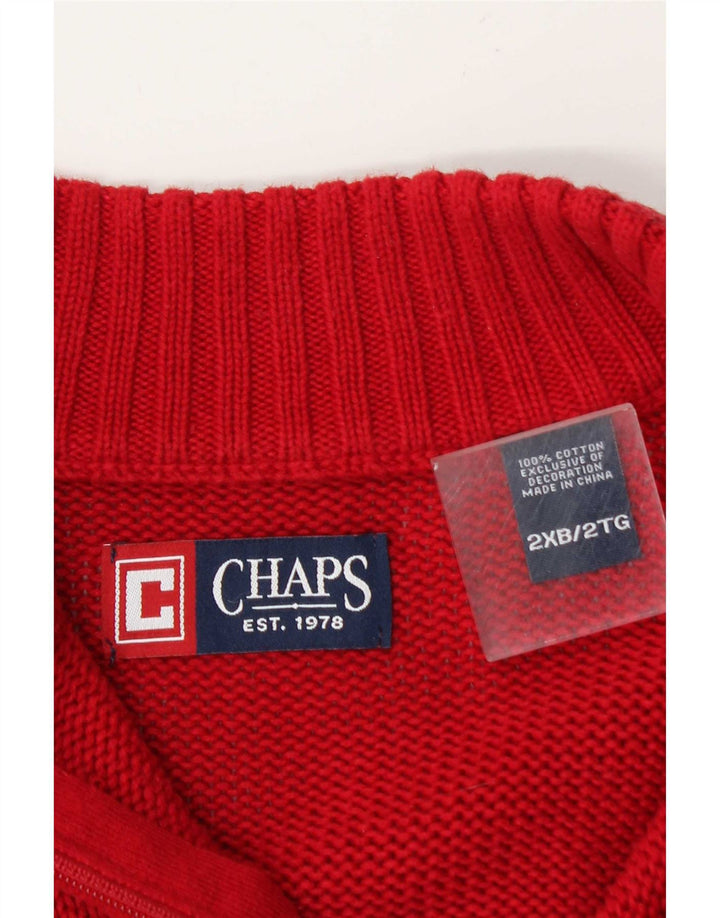 Chaps Herre Zip Neck Jumper Sweater 2XL Rød Bomuld