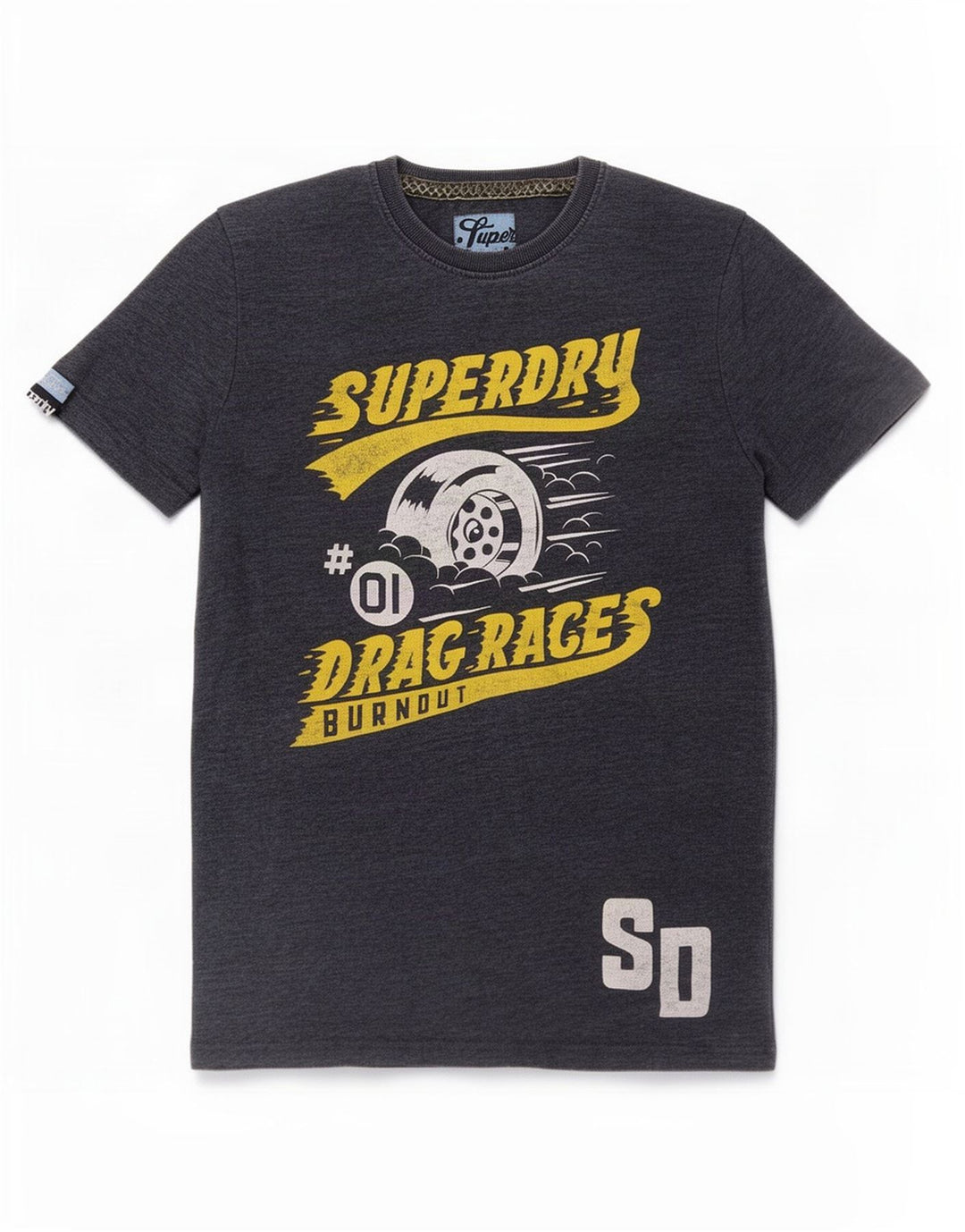 Superdry Grafisk T-shirt til mænd, medium marineblå bomuld