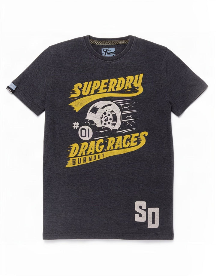 Superdry Grafisk T-shirt til mænd, medium marineblå bomuld