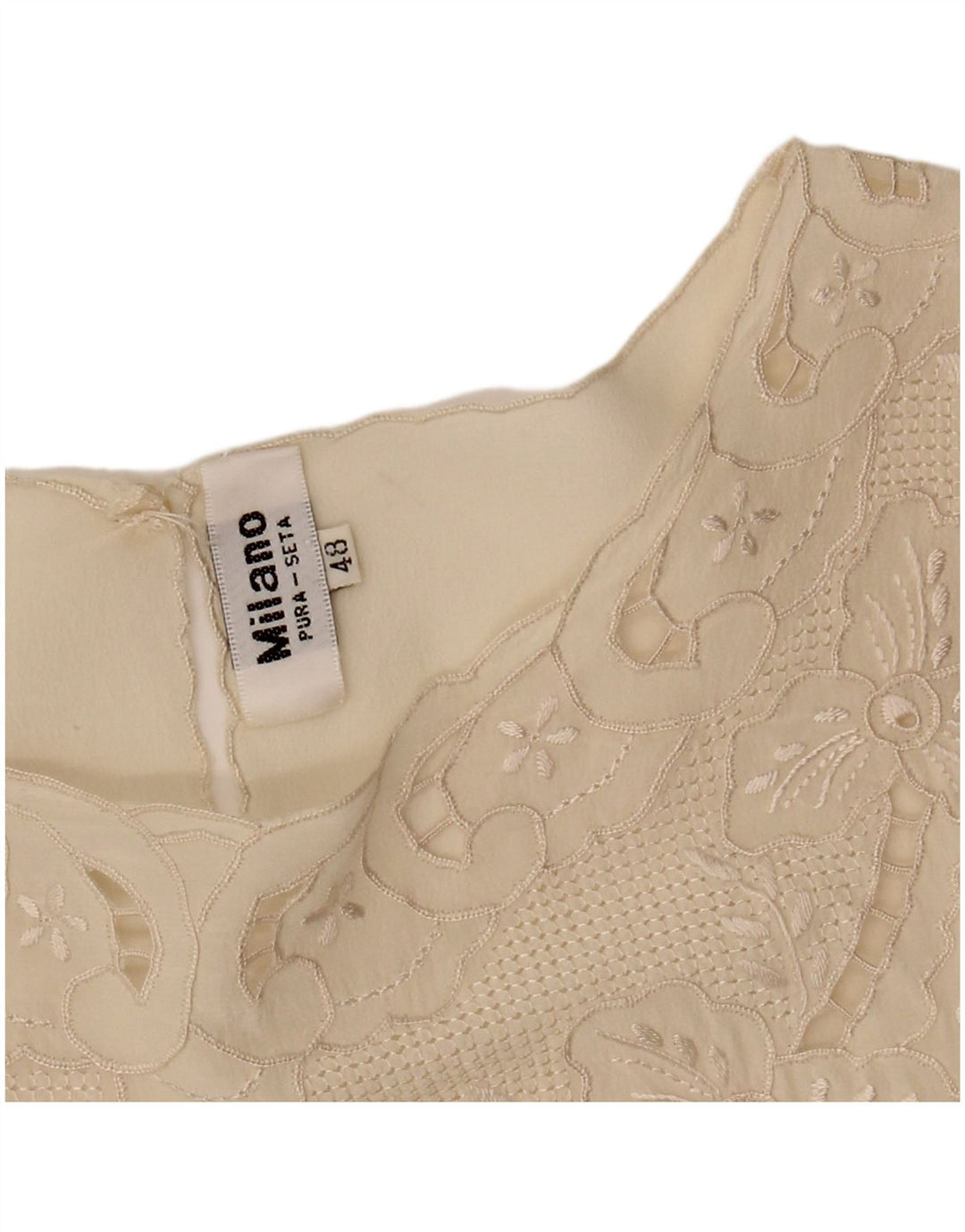 Vintage Dame bluse Top IT 48 XL Off White Silke