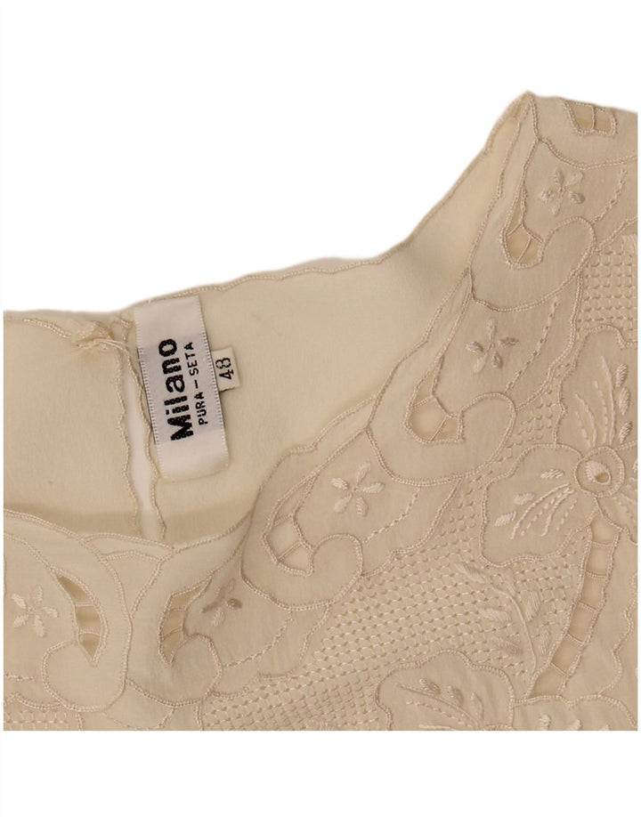 Vintage Dame bluse Top IT 48 XL Off White Silke