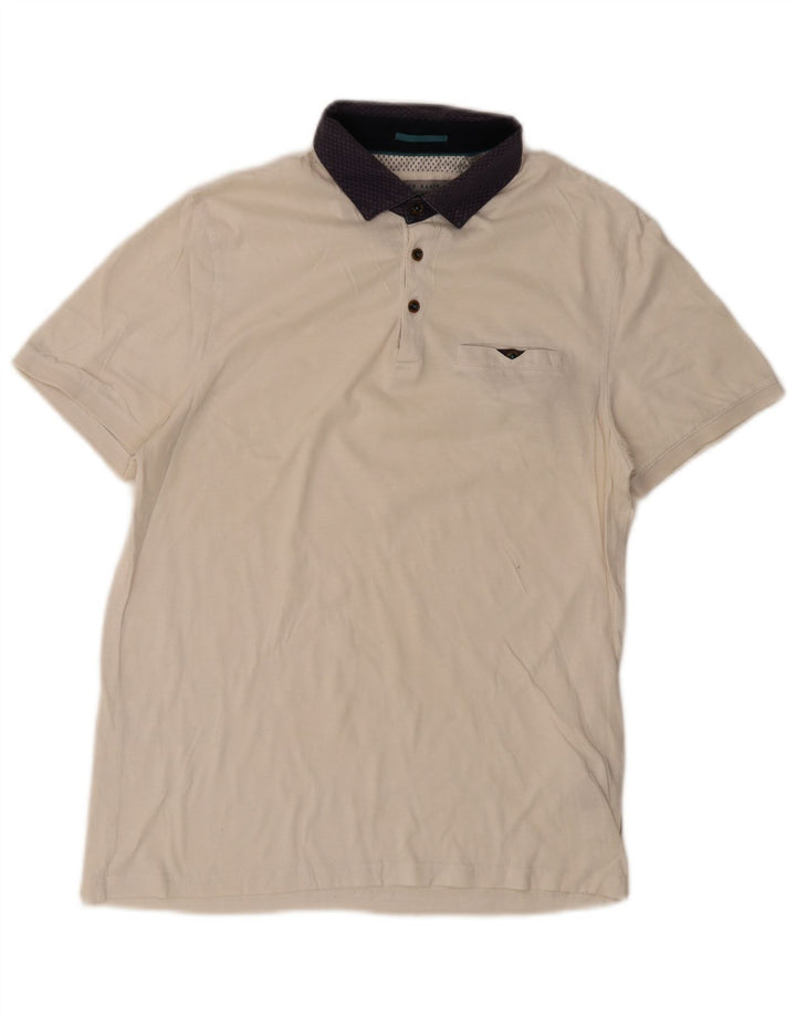 Ted Baker herre poloshirt str. 3 Medium hvid bomuld