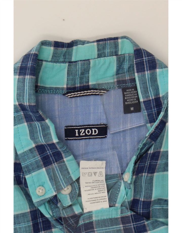 IZOD Mens Short Sleeve Shirt Medium Turquoise Check Cotton Vintage Izod and Second-Hand Izod from Messina Hembry 