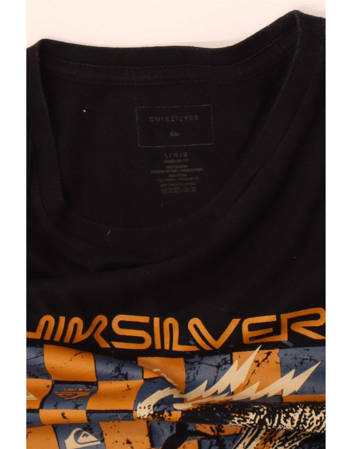 Quiksilver Herre Regular Graphic T-Shirt Top Stor Sort Bomuld