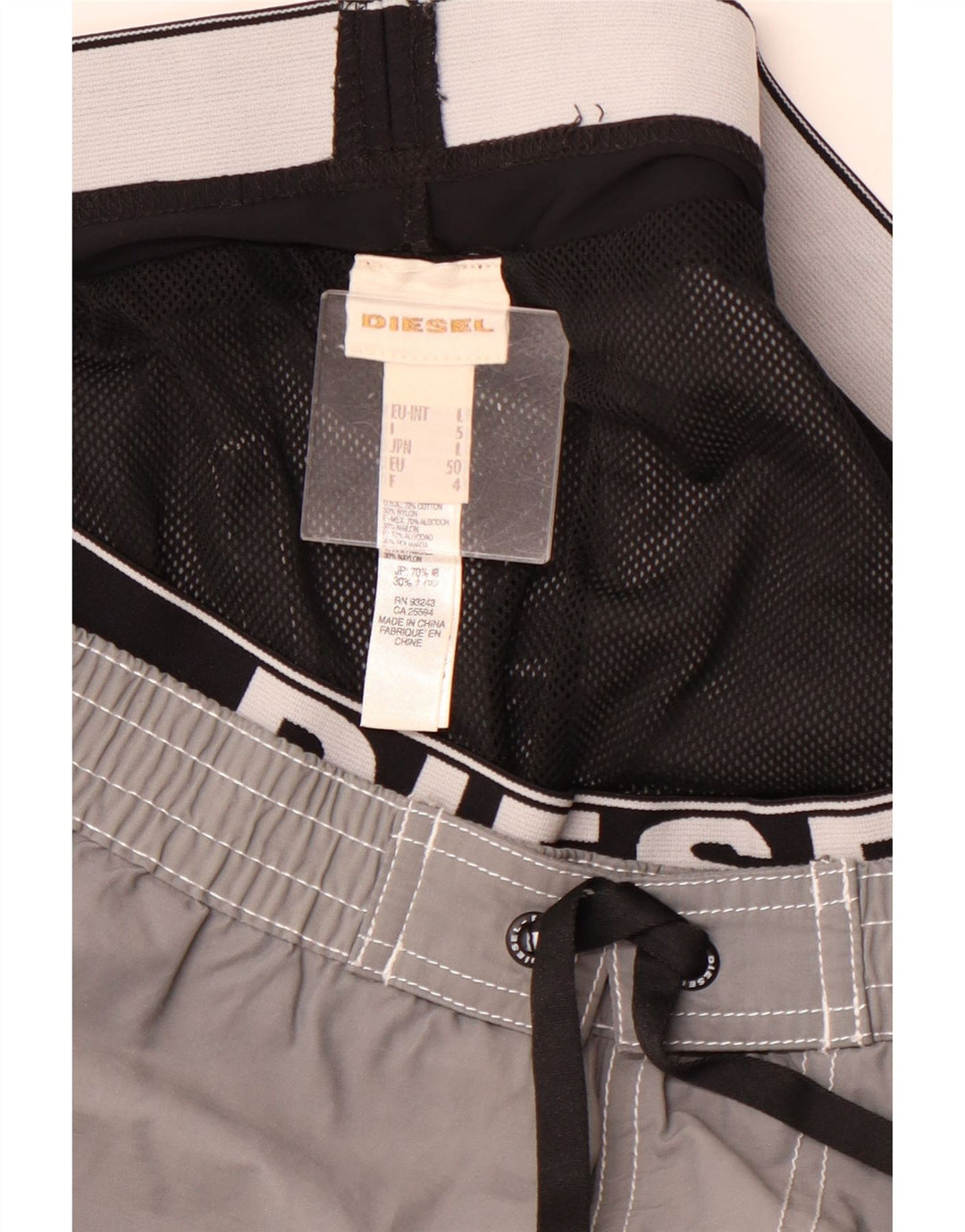 DIESEL Grafiske badeshorts til mænd, store grå bomuld