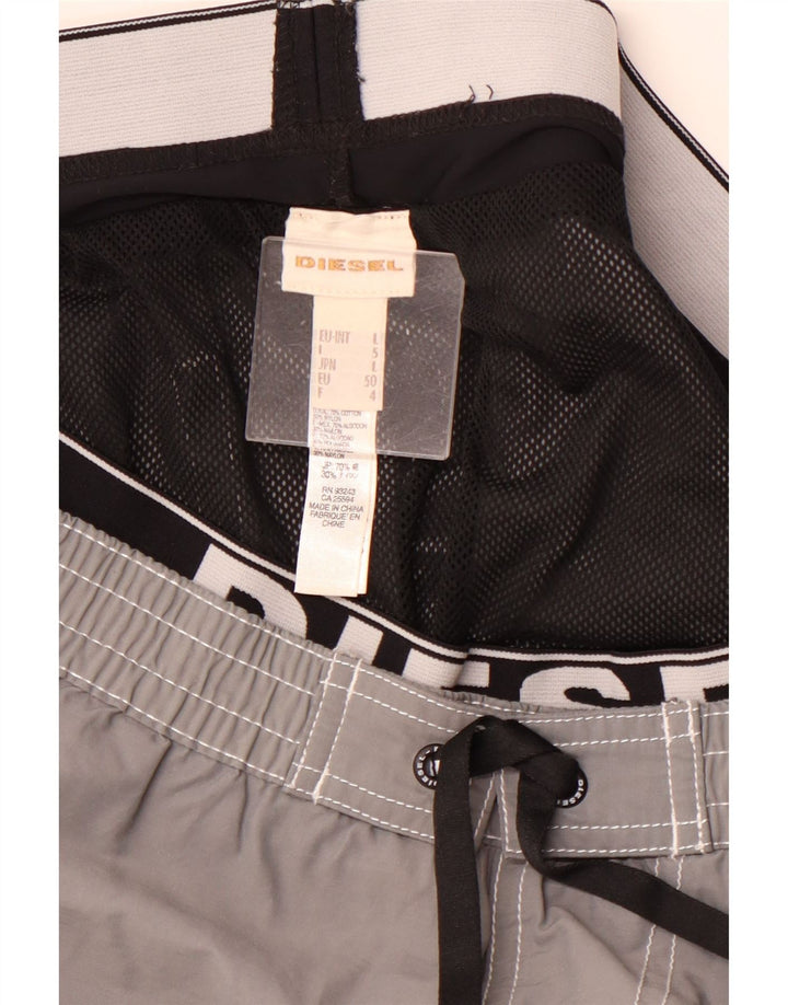 DIESEL Grafiske badeshorts til mænd, store grå bomuld