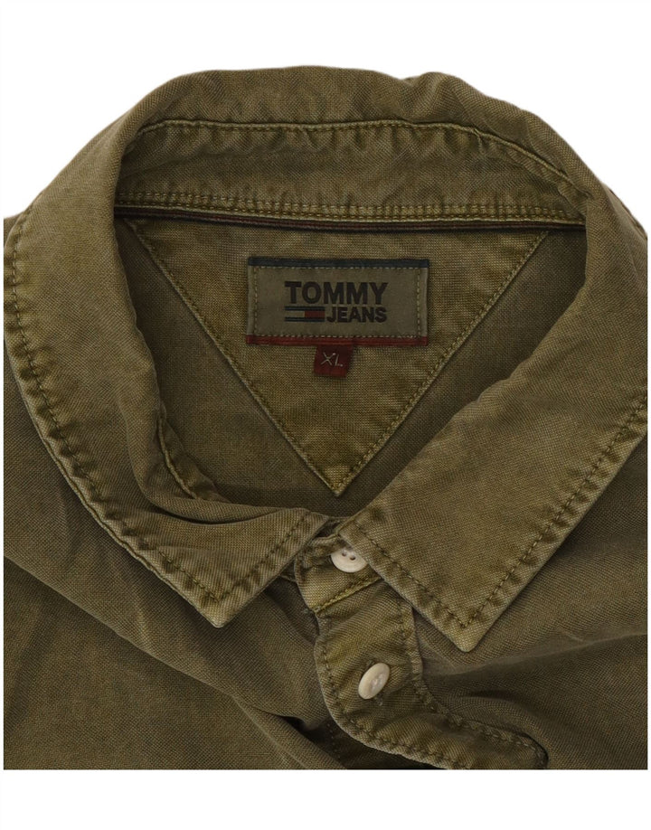 Tommy Hilfiger Herreskjorte XL Khaki Bomuld