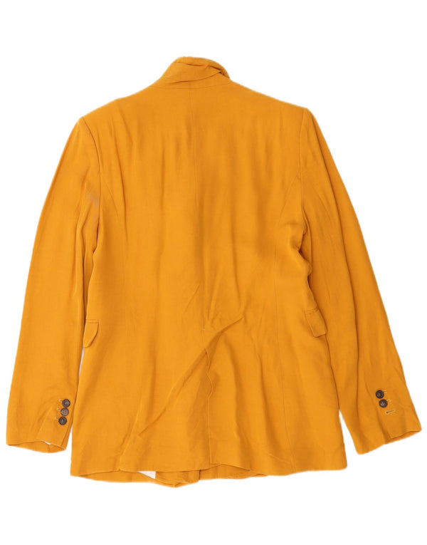 Zara Dame Dobbeltradet Blazer Jacket UK 14 Medium Yellow Viscose