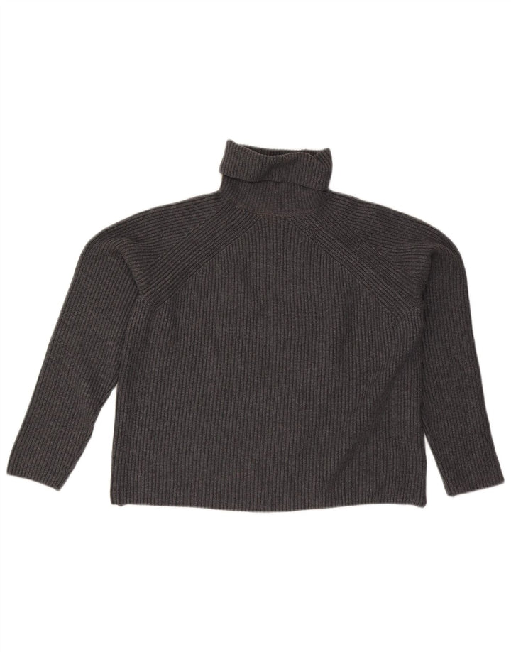 Marks & Spencer Dame Crop Roll Neck Jumper Sweater UK 10 Small Grey