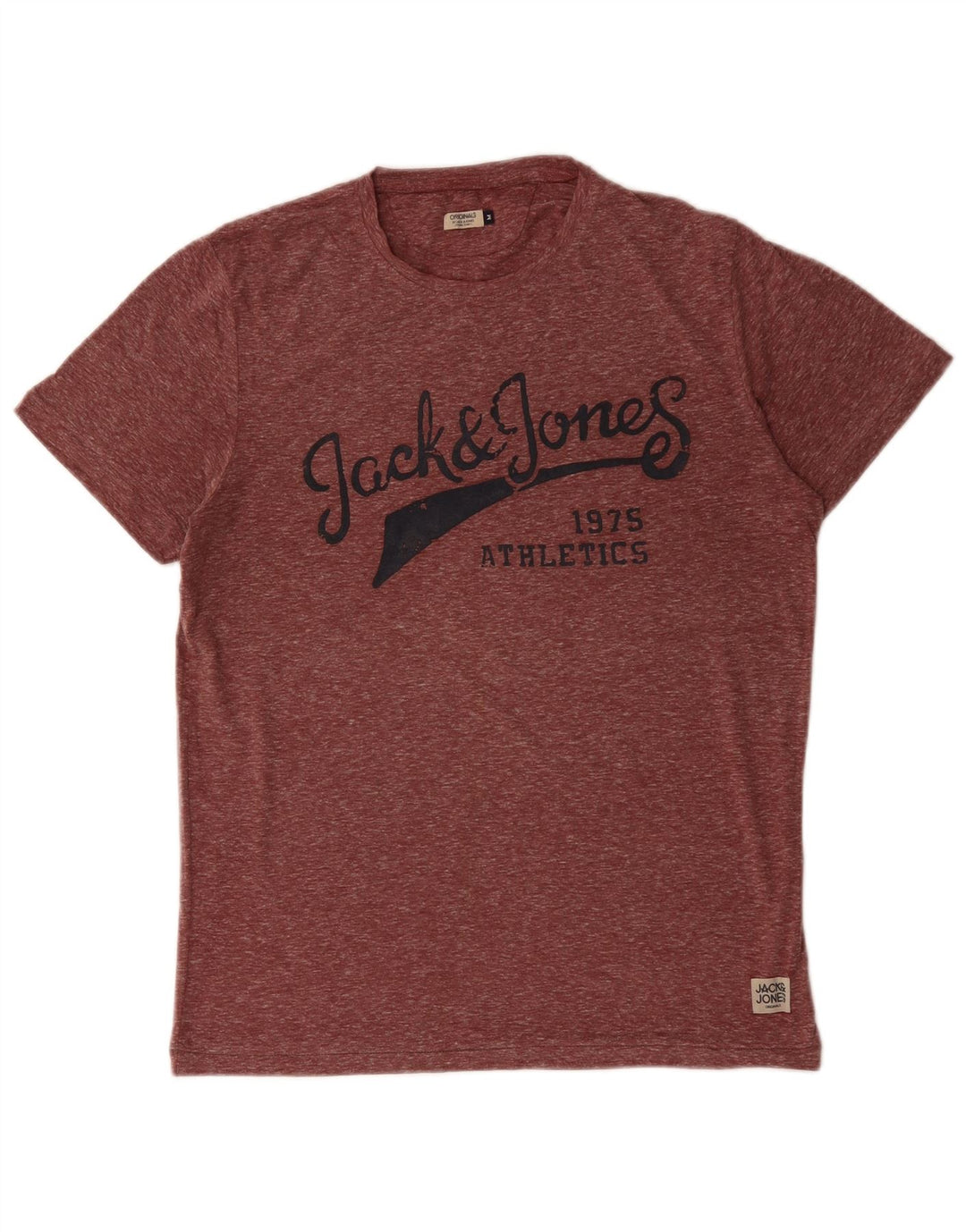 JACK & JONES Herre grafisk T-shirt Top Medium Bourgogne Flecked Polyester