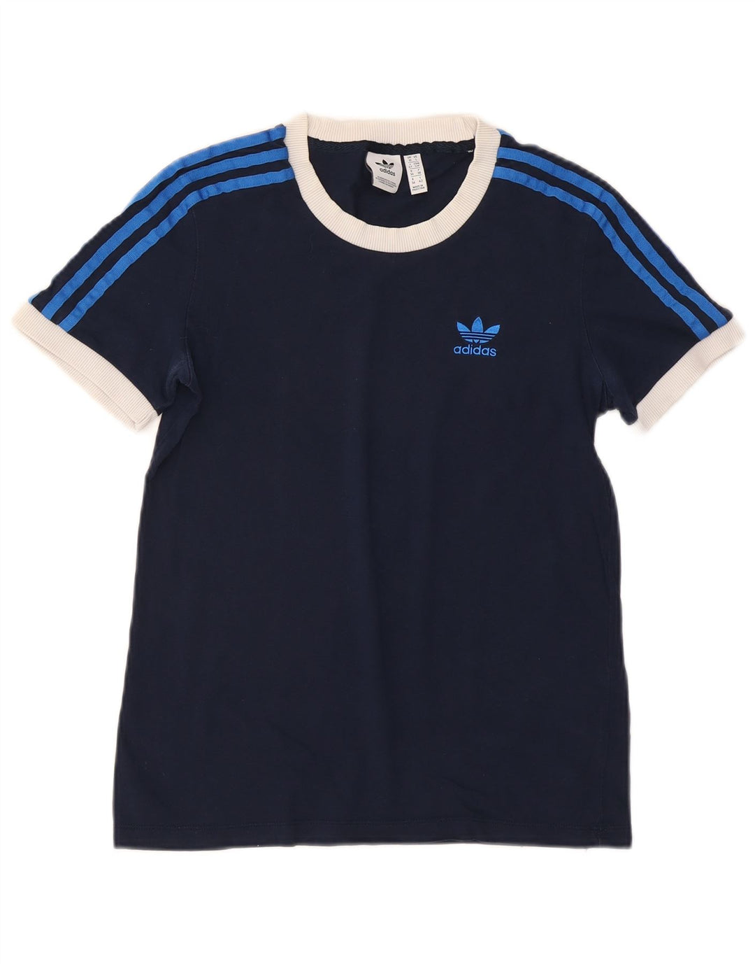 ADIDAS T-shirt top til kvinder UK 10 Lille marineblå bomuld