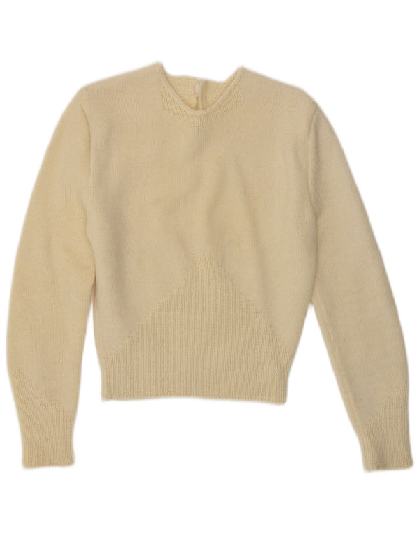 VINTAGE Dame sweater med rund hals DK 10 Small Off White
