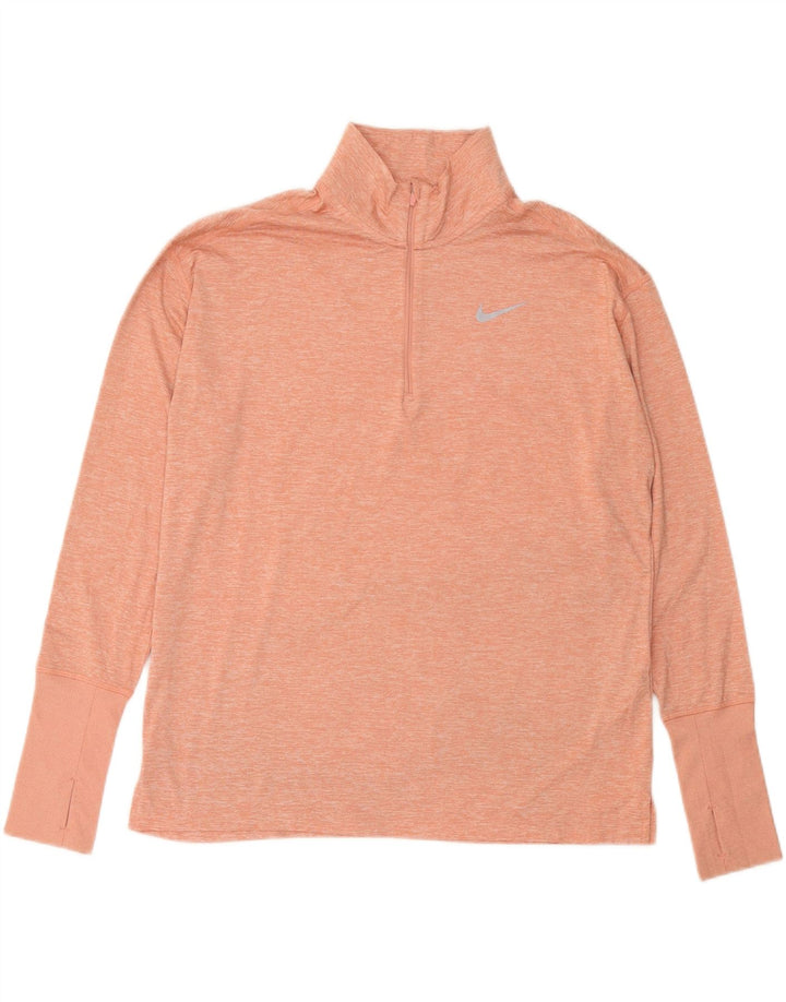 NIKE Dame Dri Fit Pullover Træningsdragt Top UK 16 Large Pink Flecked