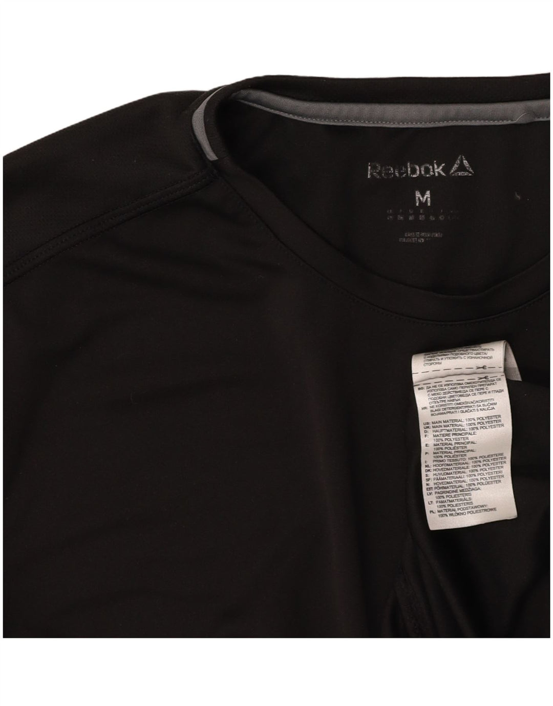 REEBOK Dame T-Shirt Top UK 14 Medium Sort Colourblock Polyester