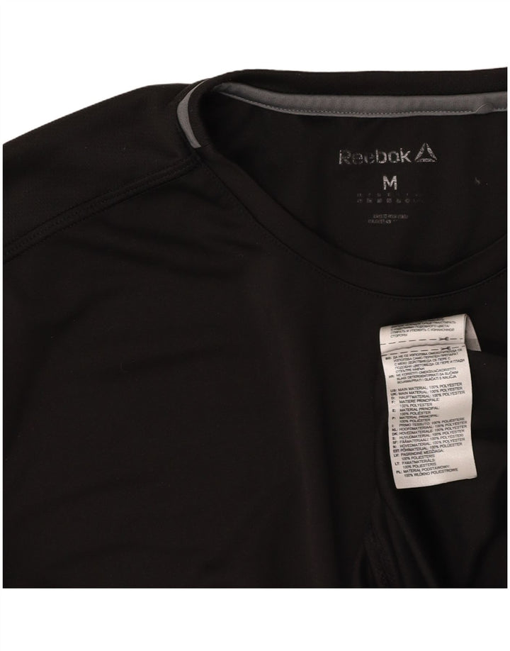 REEBOK Dame T-Shirt Top UK 14 Medium Sort Colourblock Polyester