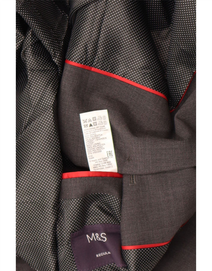 Marks & Spencer Herre 2-knaps blazerjakke UK 44 XL Grå ternet uld