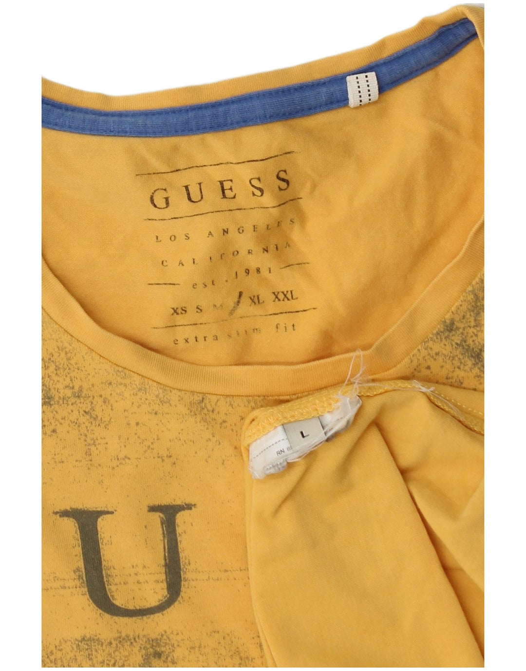 Guess Herre Extra Slim Grafisk T-Shirt Top Stor Gul