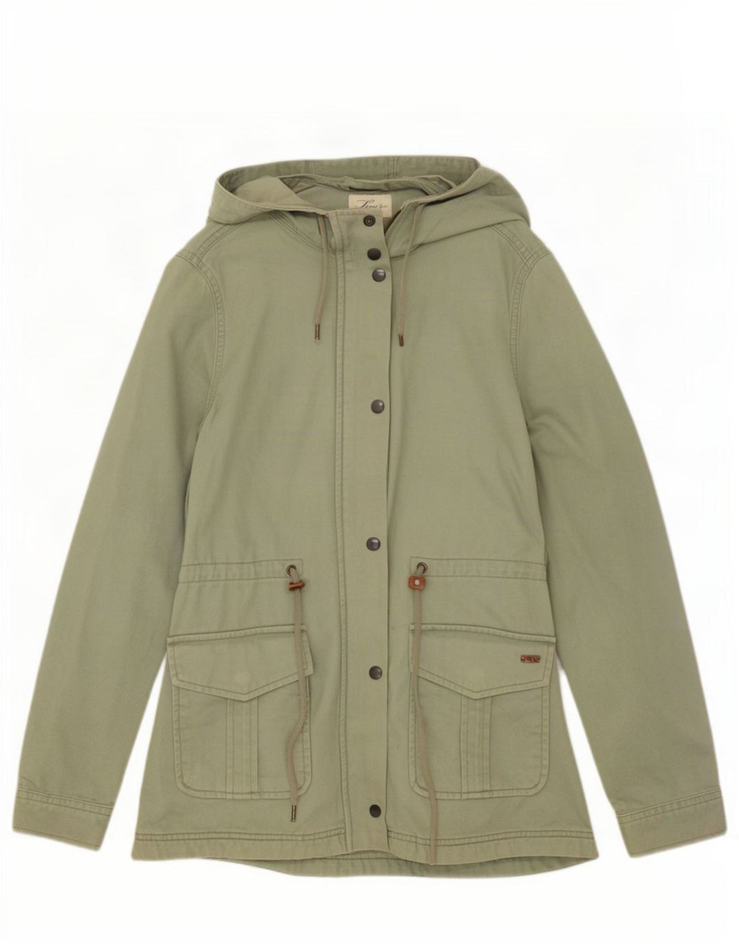 Levi's Dame Hooded Utility Jacket UK 10 Small Green Cotton