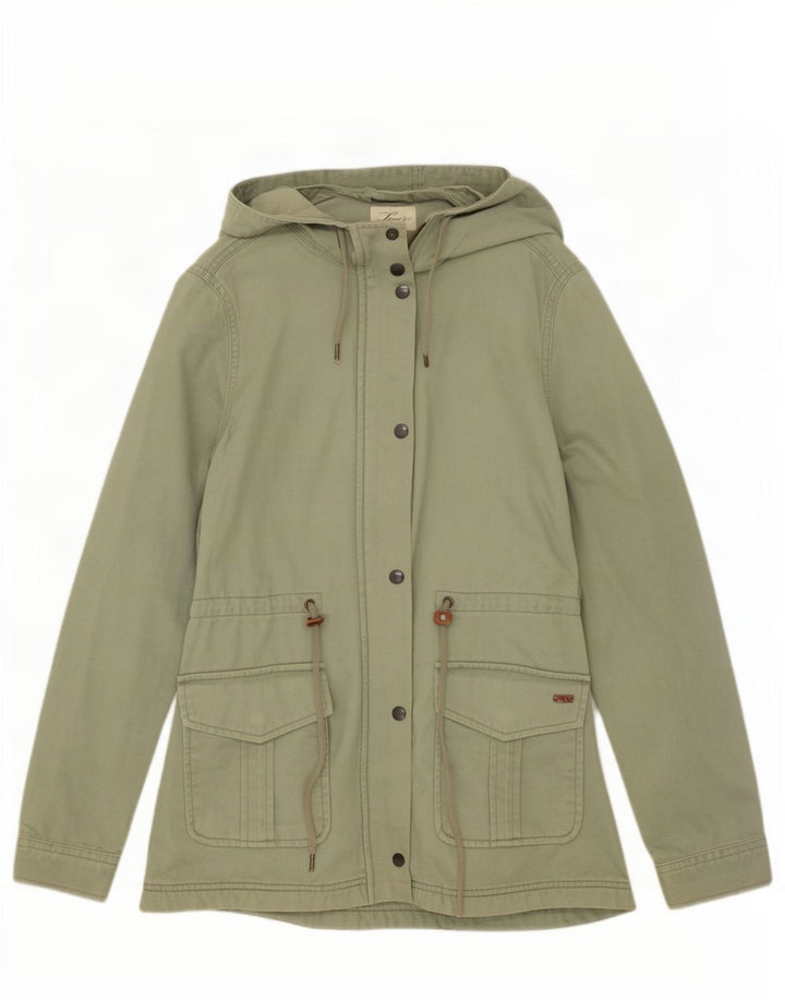 Levi's Dame Hooded Utility Jacket UK 10 Small Green Cotton