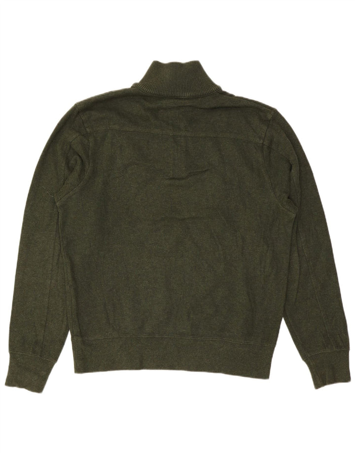 Gant Herre Zip Neck Jumper Sweater Stor Khaki Bomuld
