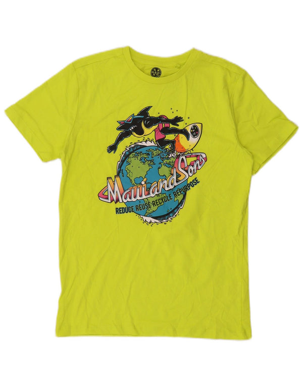 Maui and Sons drenge grafisk t-shirt top 13-14 år grøn bomuld