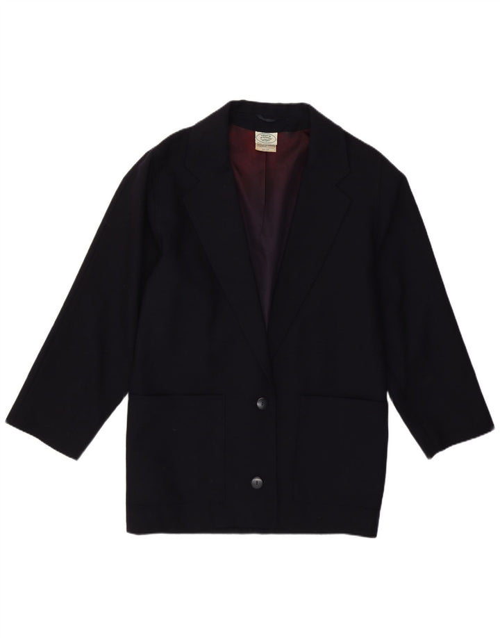 Laura Ashley Dame 2 Button Blazer Jacket UK 10 Small Navy Blue Wool