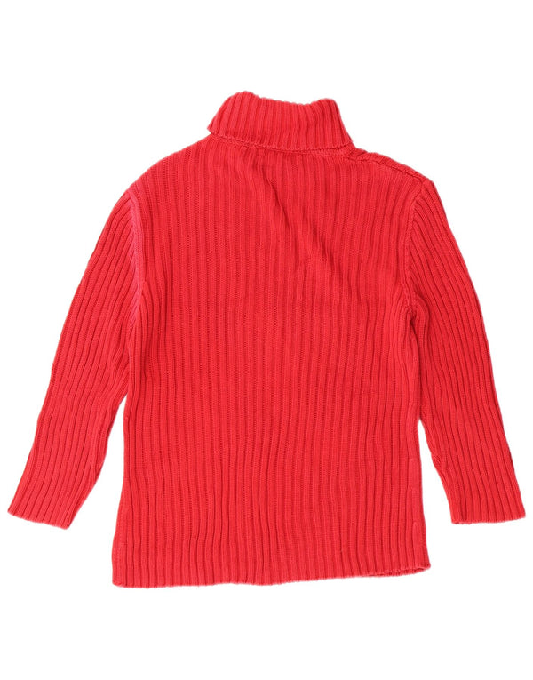 Benetton Dame Roll Neck Jumper Sweater UK 14 Large Red Bomuld Classic