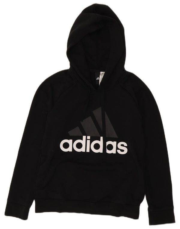 Adidas Graphic Hoodie Jumper UK 12/14 Medium Black Bomuld