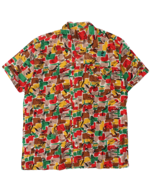 Vintage kortærmet herreskjorte størrelse 40 Medium Flerfarvet