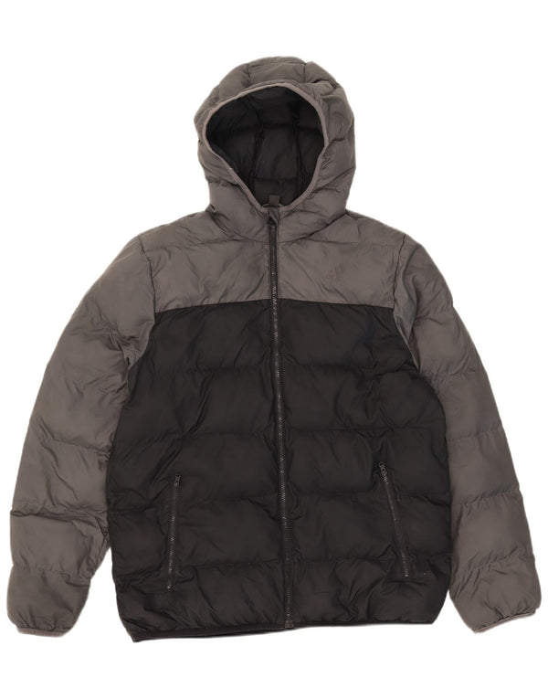 Adidas drenge hættepolstret jakke 15-16 år Sort Colourblock Polyester
