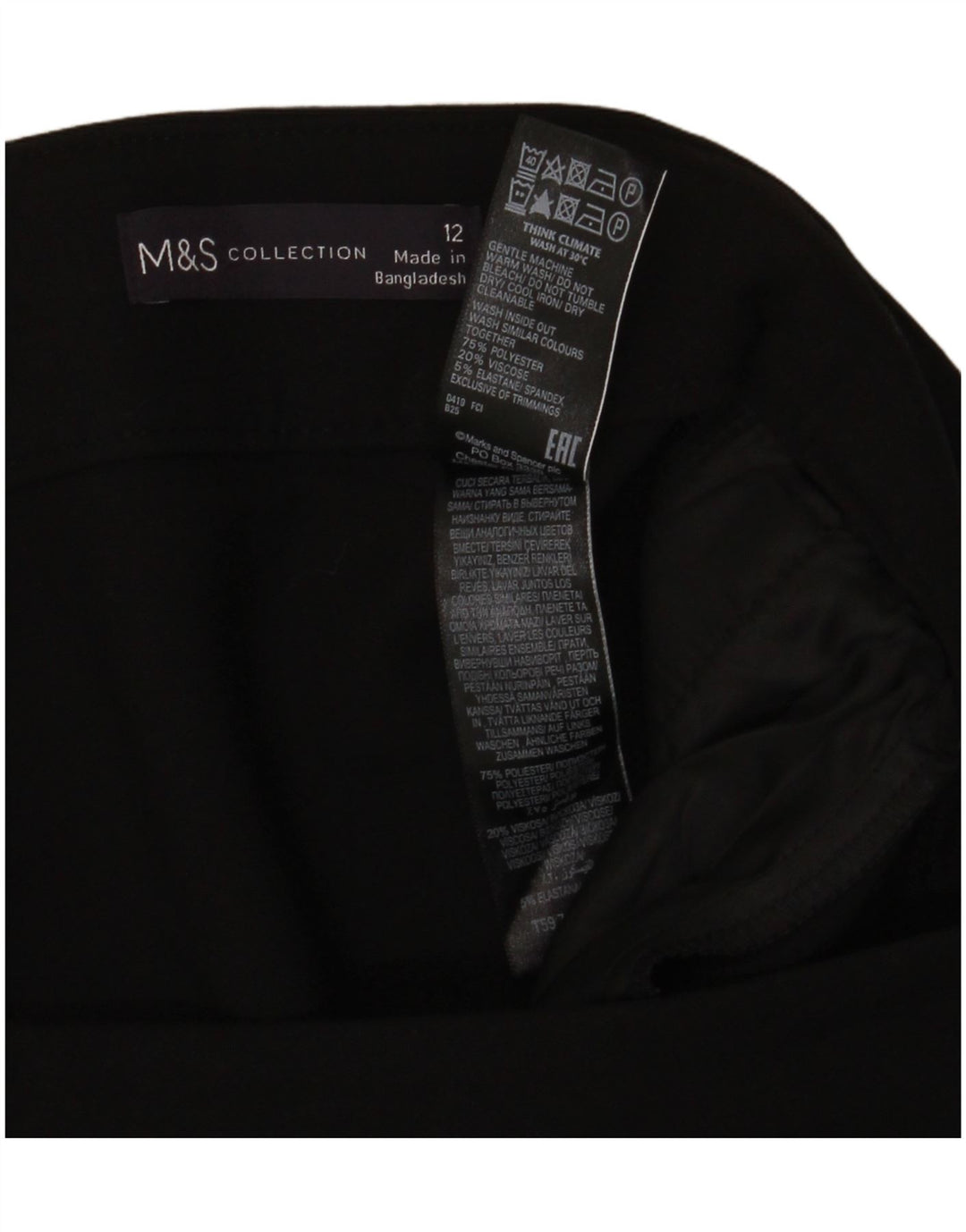 Marks & Spencer A-line nederdel til kvinder UK 12 Medium W30 Sort polyester