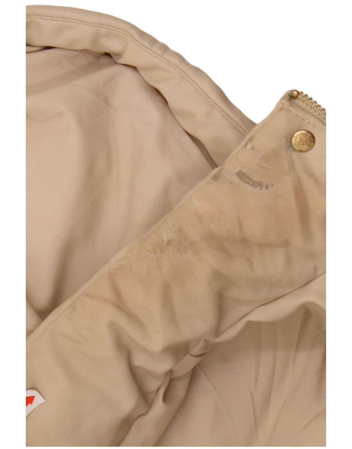 ZARA ærmeløs polstret frakke med hætte til kvinder UK 14 Medium Beige Polyester