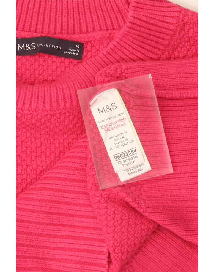 Marks & Spencer Dame Crop Turtle Neck Jumper Sweater UK 14 Large Pink